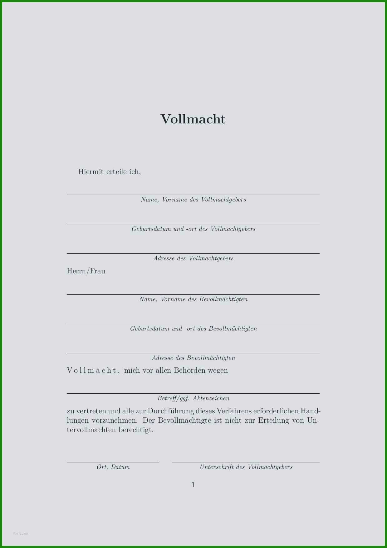 Vollmacht Bankkonto Muster