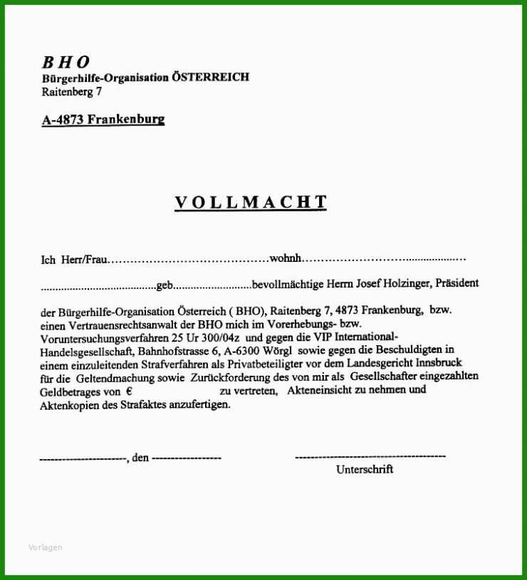Vollmacht Bauherrenvertreter Muster