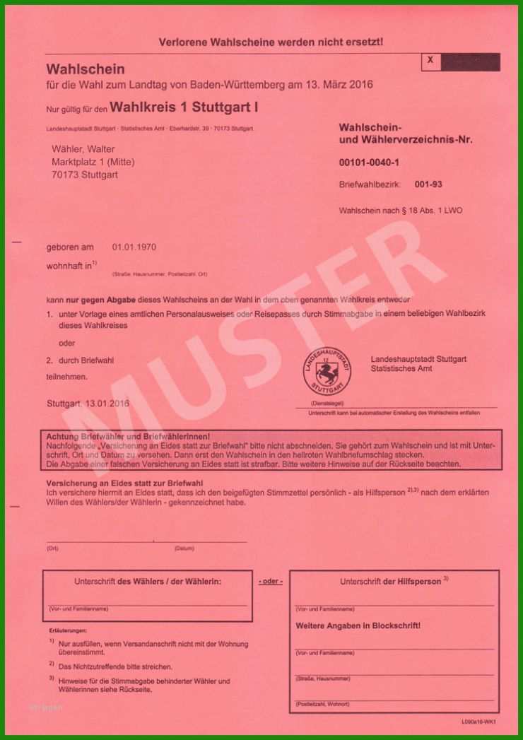 Vollmacht Briefwahl Vorlage