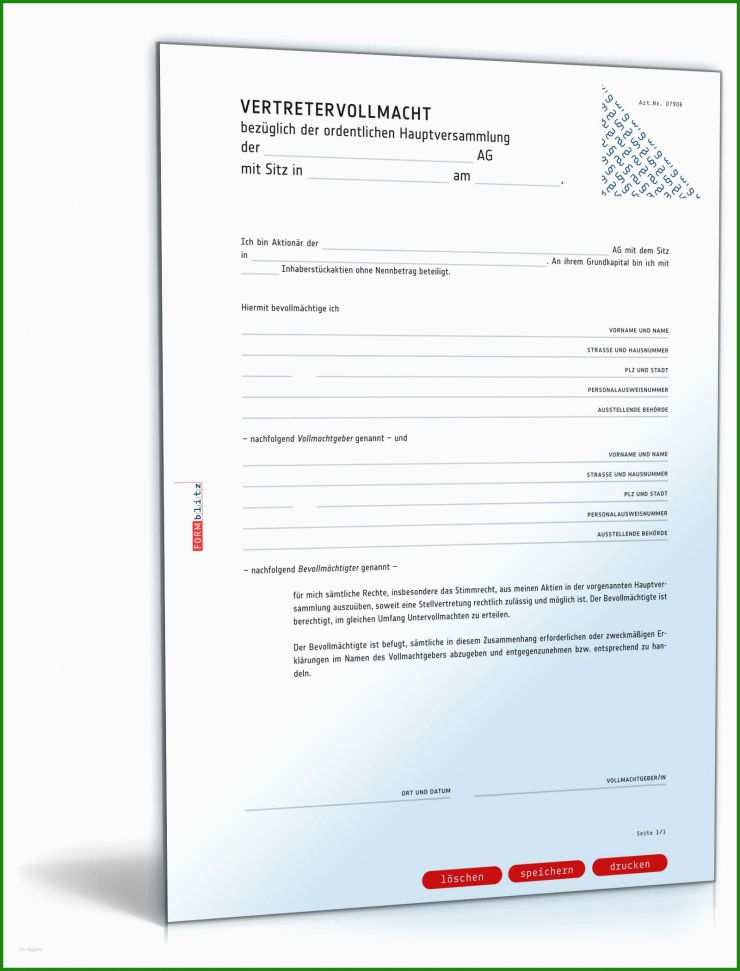 Vollmacht Eigentümerversammlung Vorlage