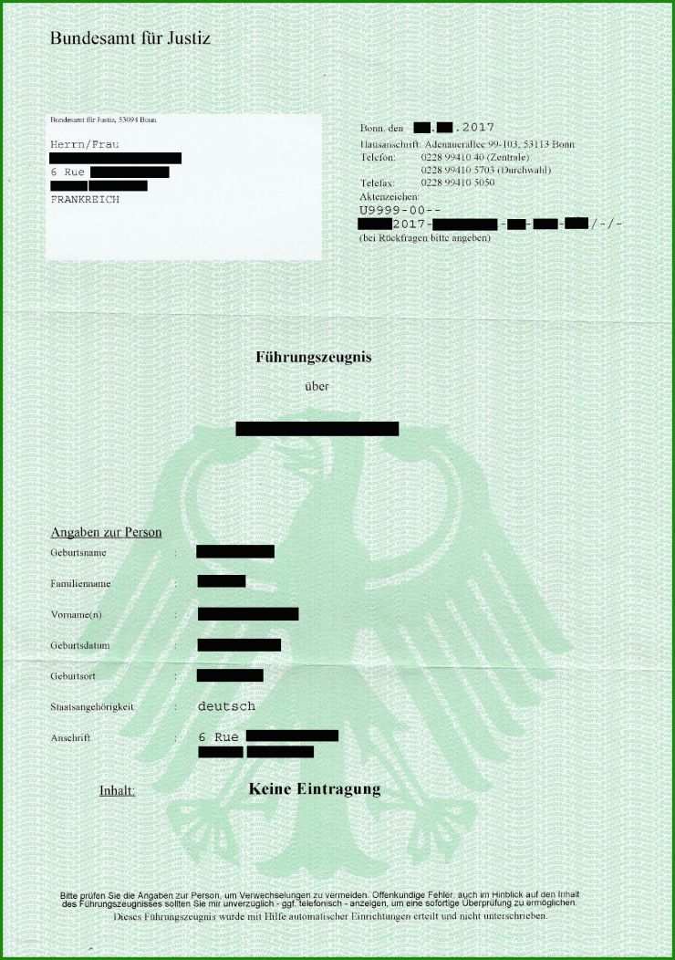 Vollmacht Führungszeugnis Beantragen Muster