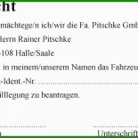 Vollmacht Für Kfz Zulassung Muster