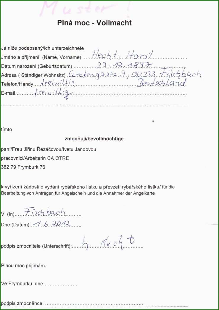 Vollmacht Gerichtsvollzieher Muster