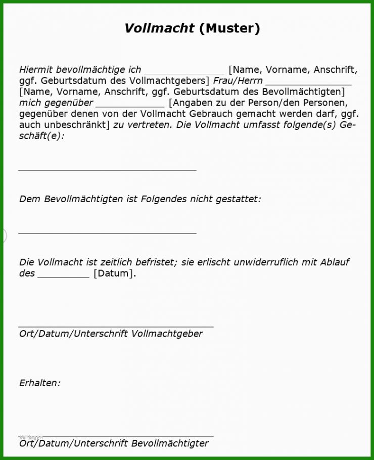 Vollmacht Gläubigerversammlung Muster