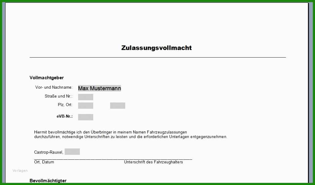 Vollmacht Kfz Verkauf österreich