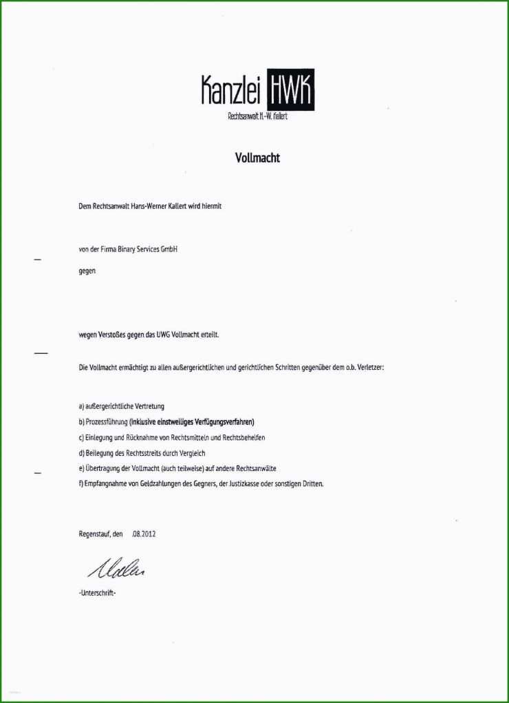 Vollmacht Kfz Versicherung Muster