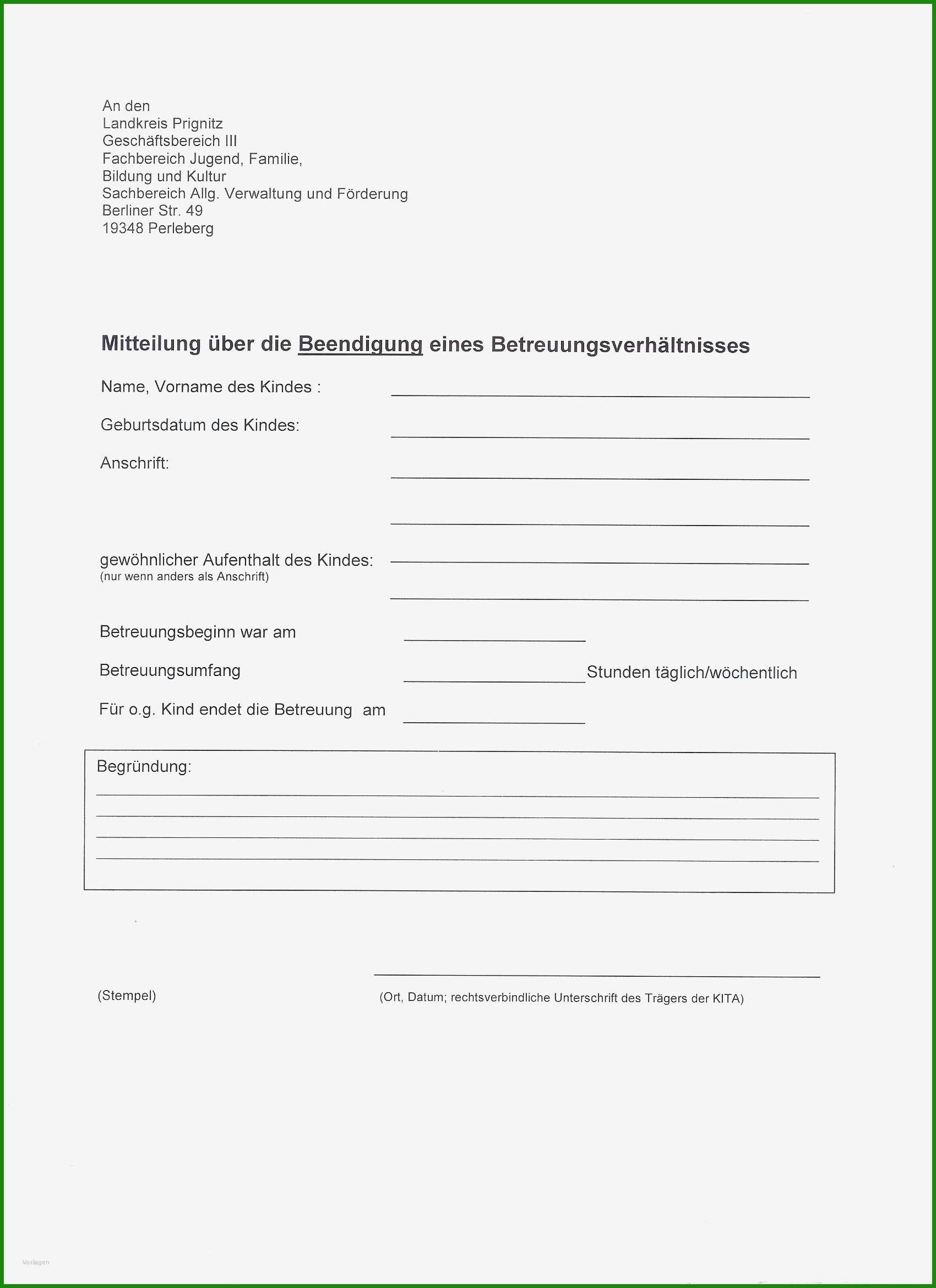 Vollmacht Kita Abholung Muster