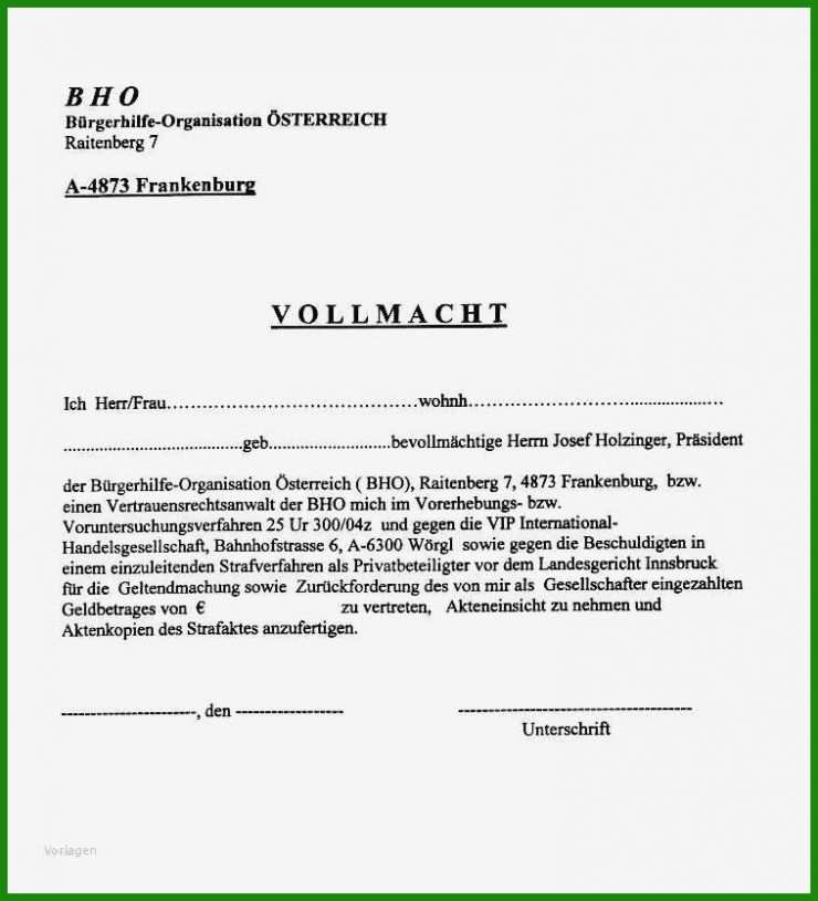Vollmacht Kita Abholung Vorlage