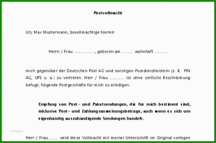 Vollmacht Kreditkarte Vorlage Englisch