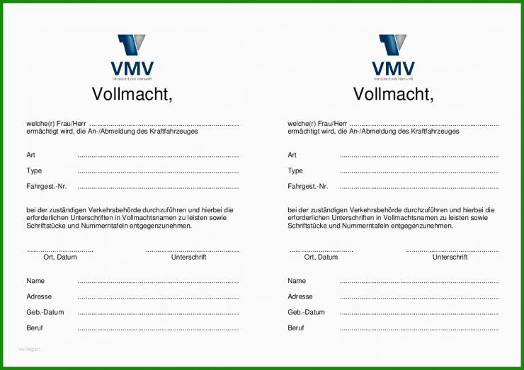 Vollmacht Muster Auto Abmelden