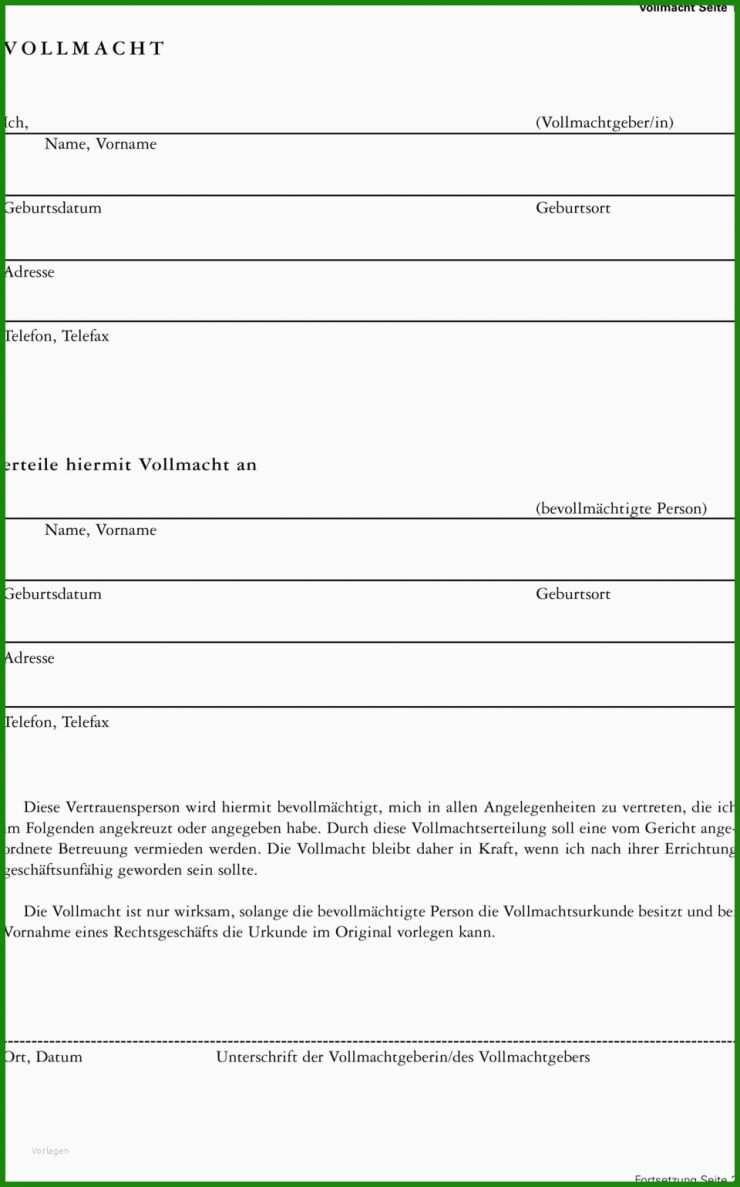 Vollmacht Muster Pdf