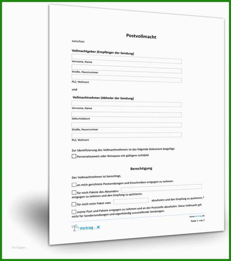 Vollmacht Muster Post