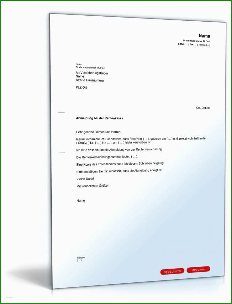Vollmacht Muster Rentenversicherung