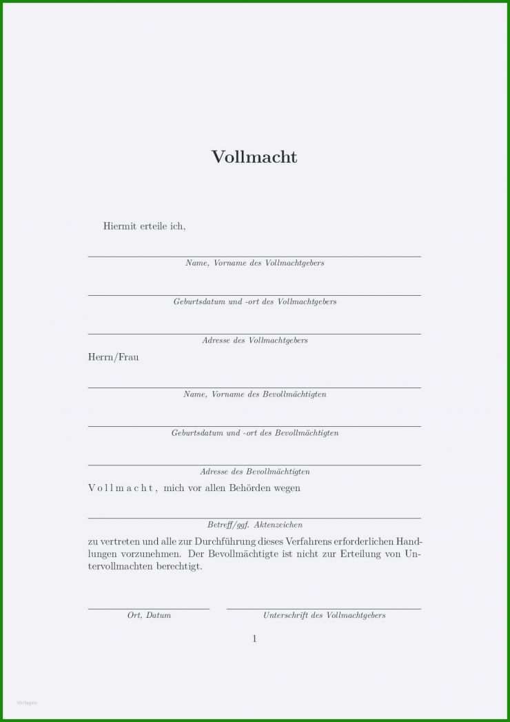Vollmacht Muster Schule