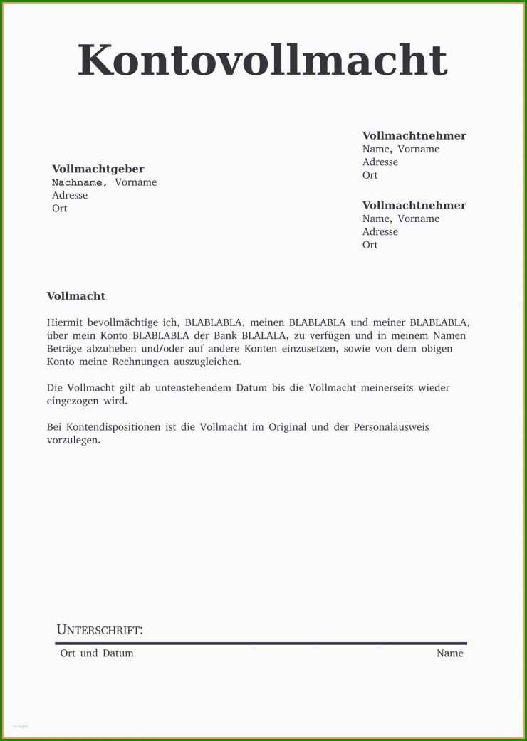 Vollmacht sorgerecht Muster