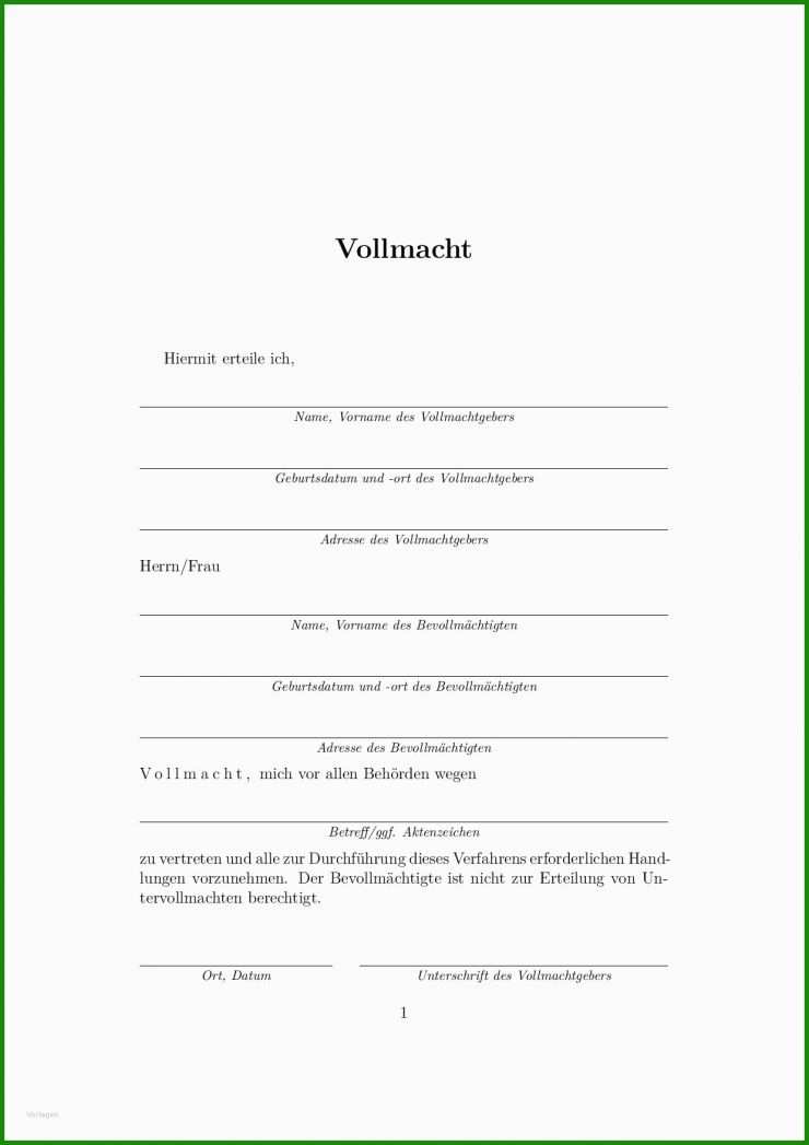 Vollmacht Stimmenübertragung Muster