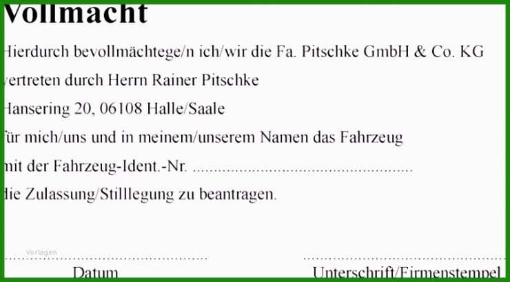 Vollmacht Ummelden Vorlage