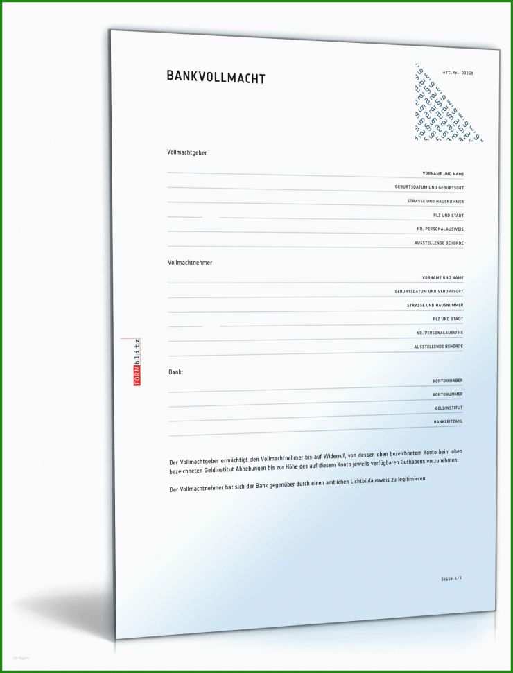 Vollmacht Vorlage Bank