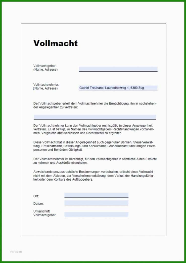Vollmacht Vorlage österreich