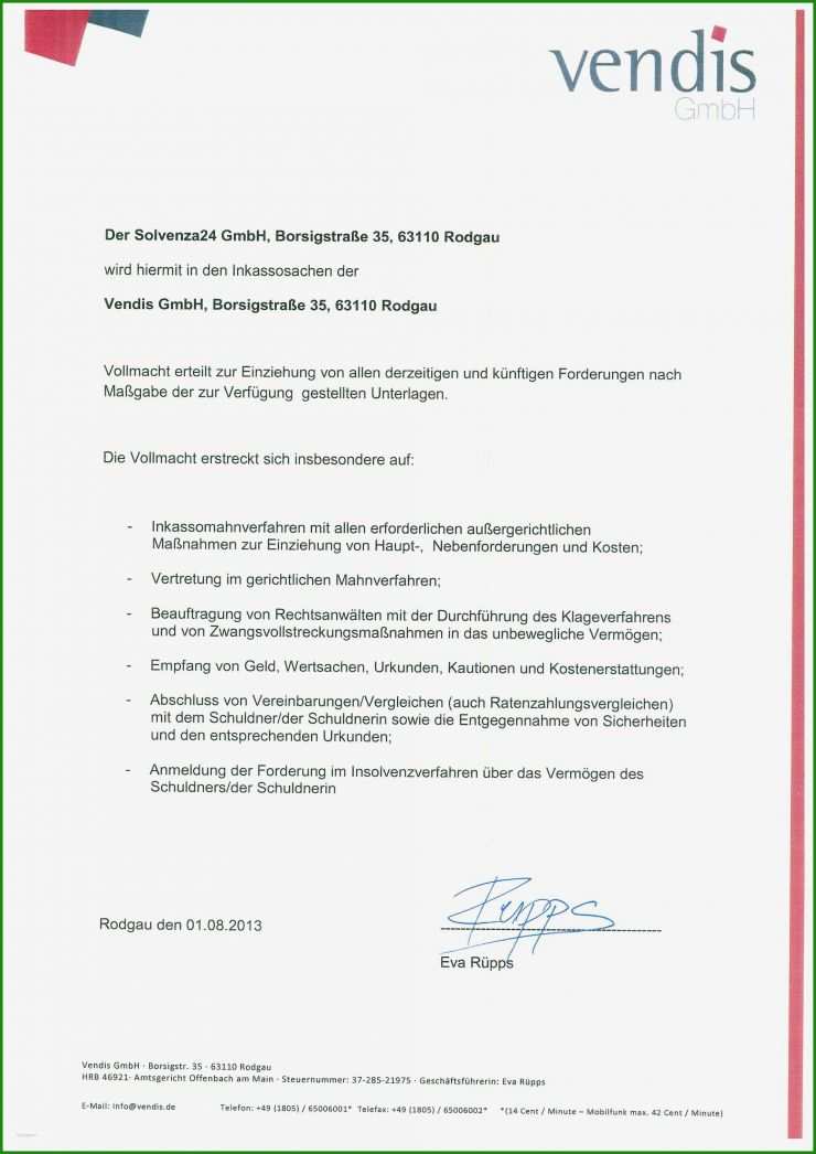 Vollmacht Vorlage Versicherung