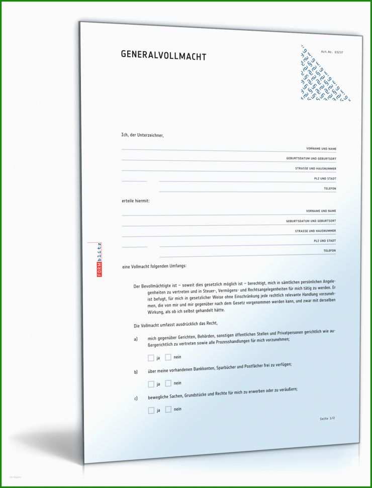 Vollmacht Vorlagen Zum Ausdrucken