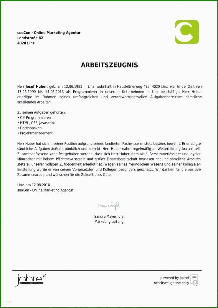 Vollmacht Zeugnis Abholen Vorlage