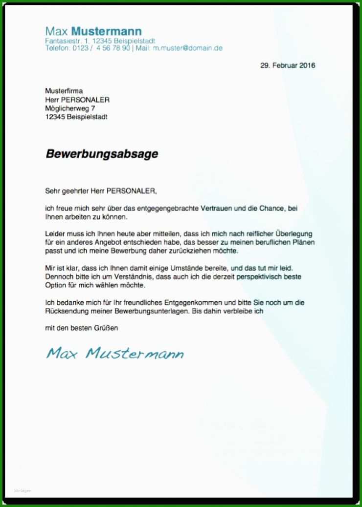 Vorlage Absage Angebot