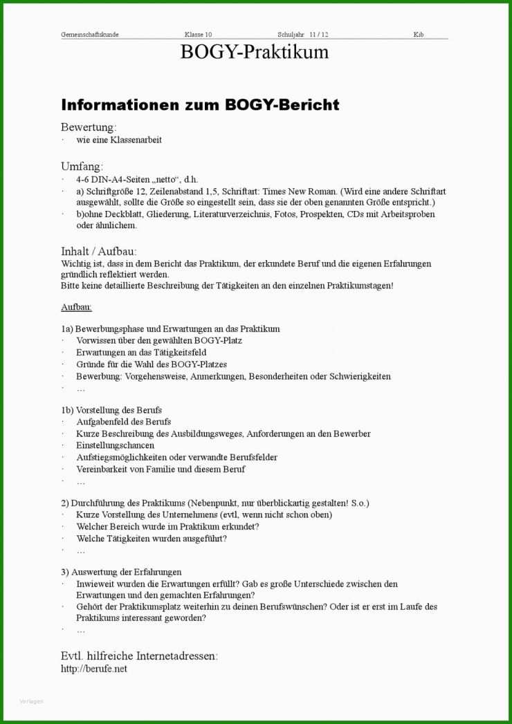 Vorlage Bogy Bericht