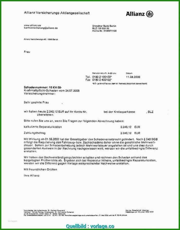 Vorlage Brief An Versicherung