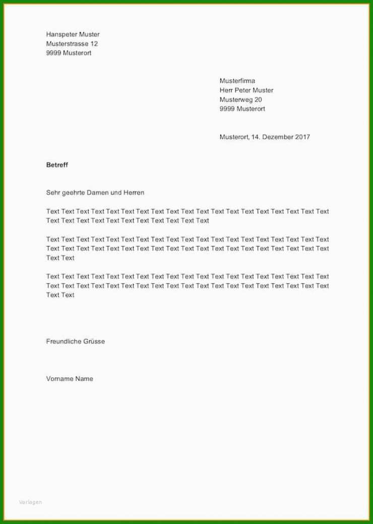 Vorlage Brief Anschrift
