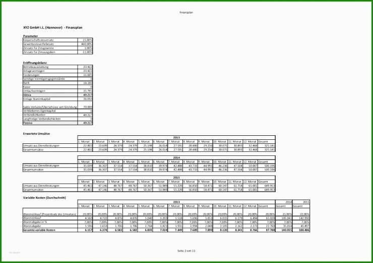 Vorlage Businessplan Excel