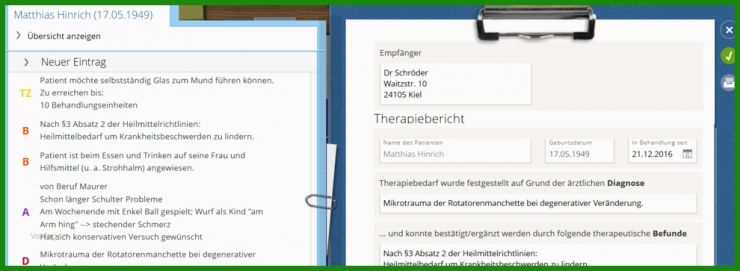 Vorlage Ergotherapeutischer Bericht