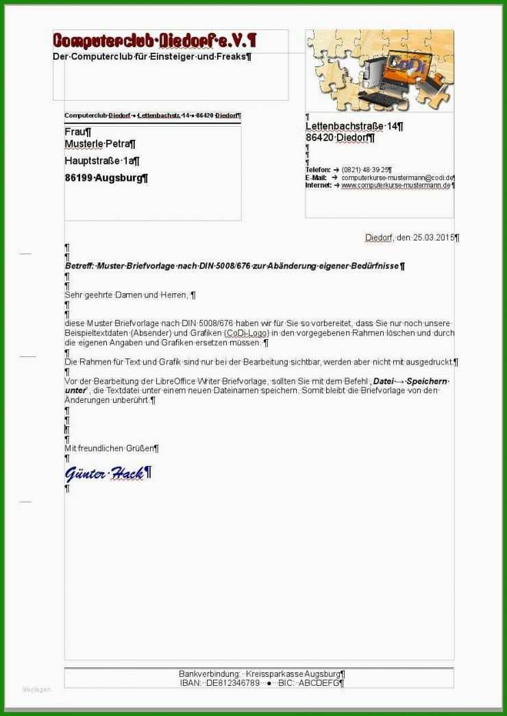 Vorlage Förmlicher Brief