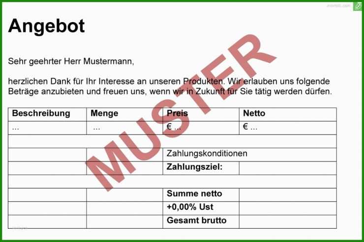 Vorlage Für Angebot