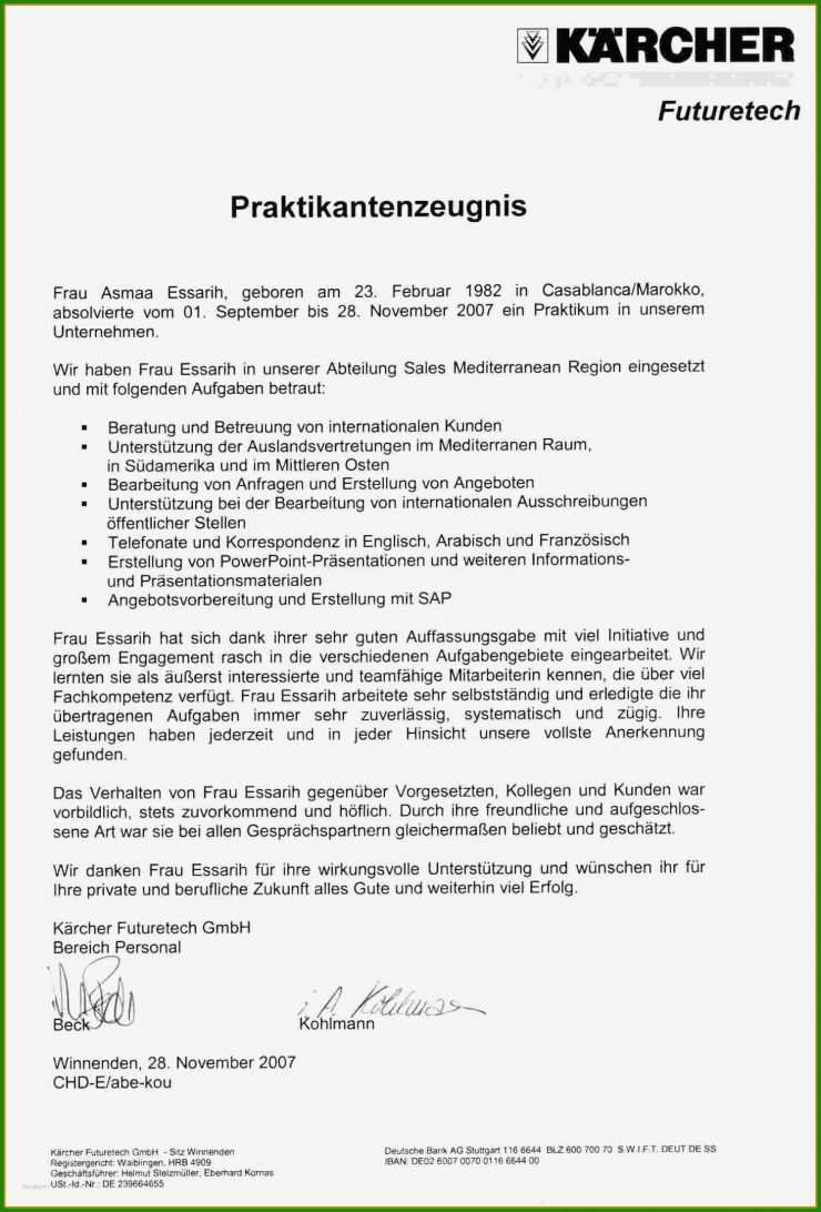 Vorlage Für Ein Arbeitszeugnis