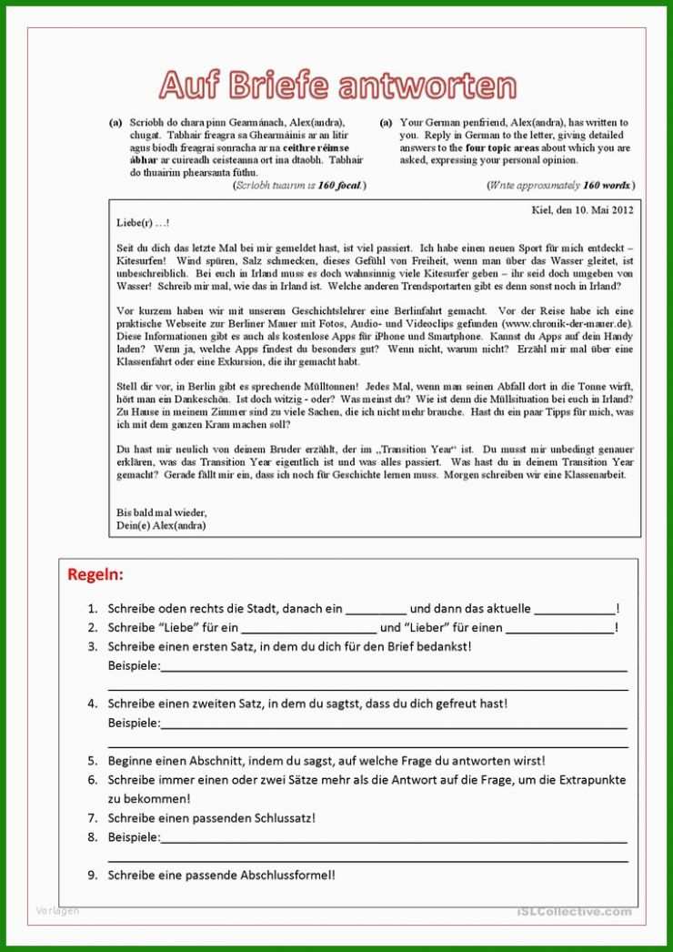 Vorlage Für Einen Brief