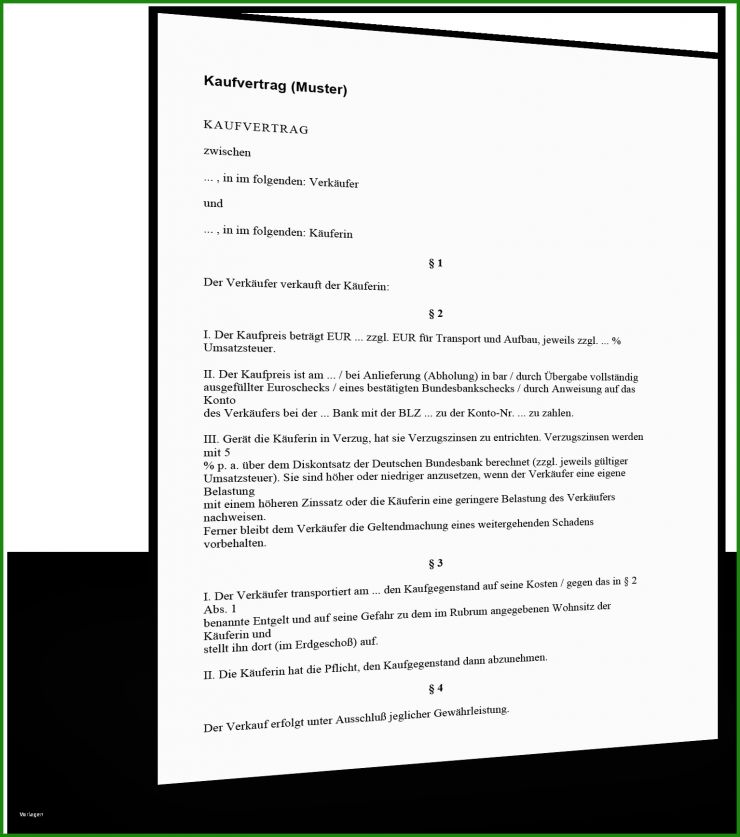 Vorlage Für Einen Kaufvertrag