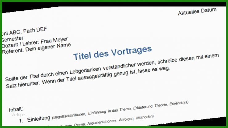 Vorlage Handout Vortrag