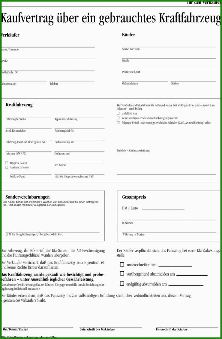 Vorlage Kaufvertrag Anhänger