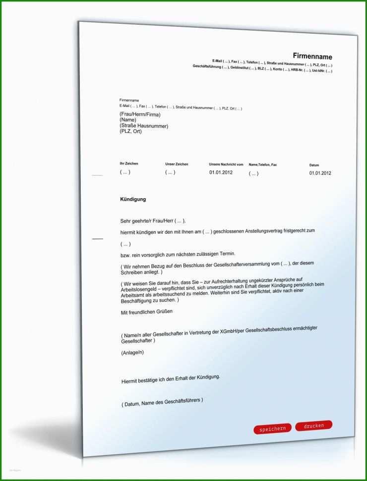 Vorlage Kündigung Pachtvertrag