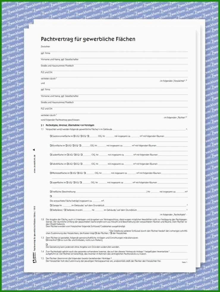 Vorlage Landwirtschaftlicher Pachtvertrag