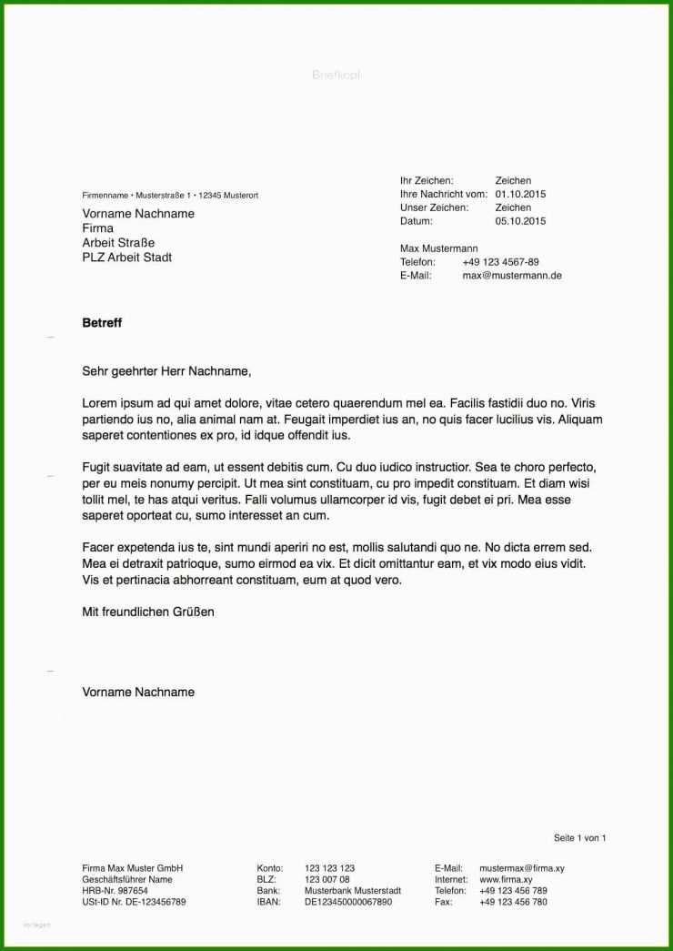 Vorlage Persönlicher Brief