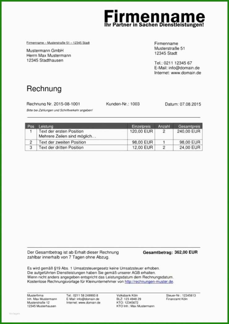 Vorlage Proforma Rechnung Schweiz
