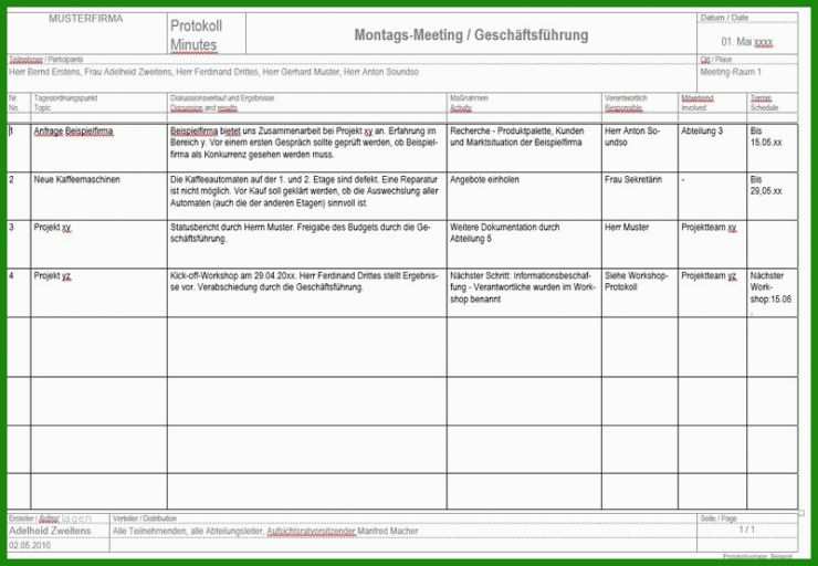 Vorlage Protokoll Brandschutz