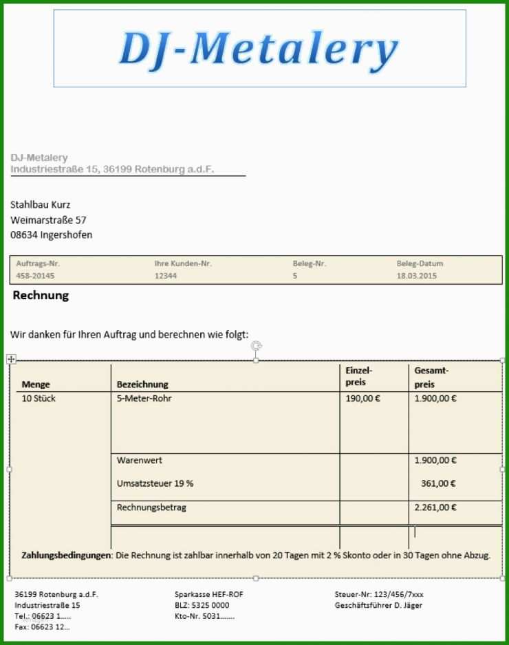 Vorlage Rechnung Englisch Dienstleistung 5 Vorlage Rechnung Englisch Dienstleistung