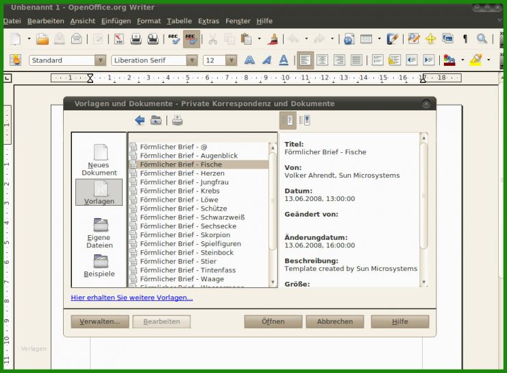 Vorlage Rechnung Libreoffice