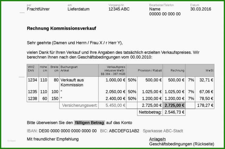 Vorlage Rechnung Musiker