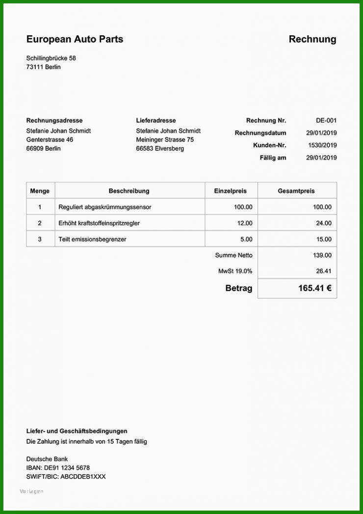 Vorlage Rechnung Pdf