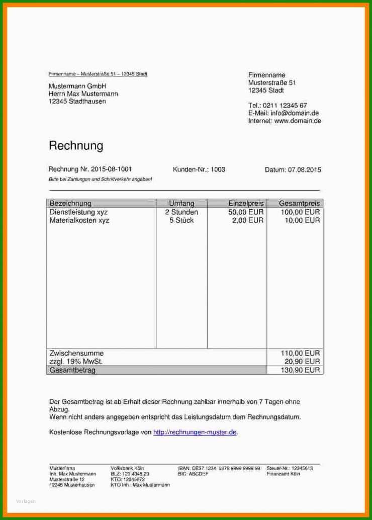 Vorlage Rechnung Provision
