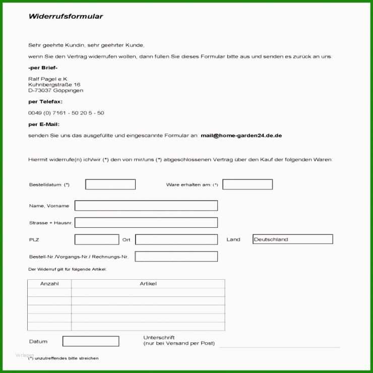 Vorlage Rücktritt Kaufvertrag